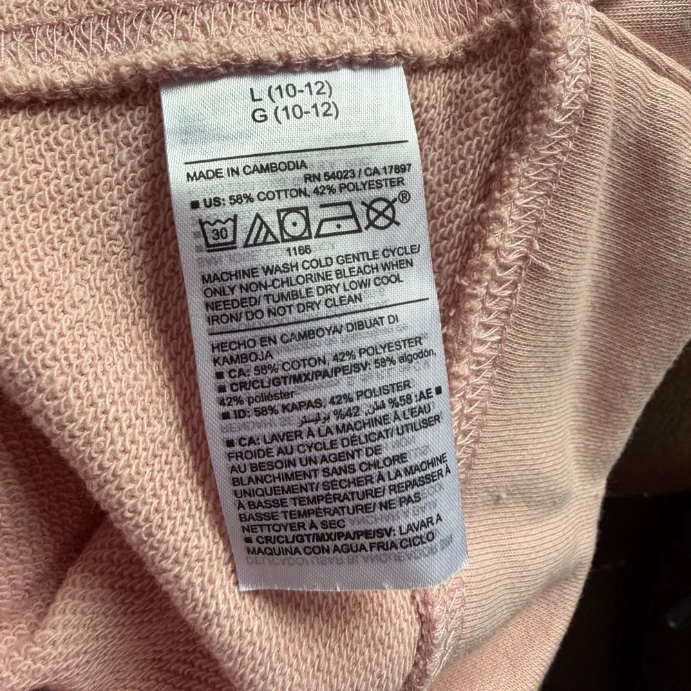 OLD NAVY GIRLS LARGE (10/12) PINK L O V E PULLOVER HOODIE NWOT PTP 18”